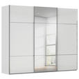 SCHWEBETÜRENSCHRANK 301/223/68 cm 3-türig Grau, Weiß  - Chromfarben/Weiß, KONVENTIONELL, Glas/Holzwerkstoff (301/223/68cm) - Novel
