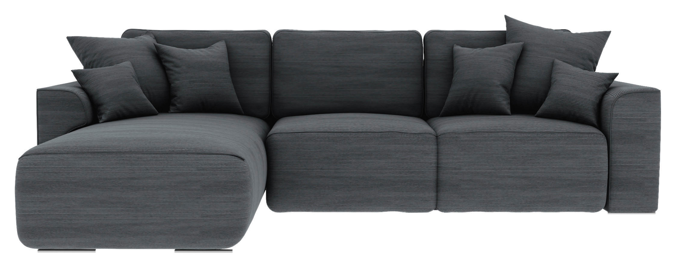 ECKSOFA Dunkelgrau Cord  - Chromfarben/Dunkelgrau, KONVENTIONELL, Kunststoff/Textil (195/293cm) - Carryhome