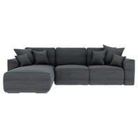 ECKSOFA in Cord Dunkelgrau  - Chromfarben/Dunkelgrau, Konventionell, Kunststoff/Textil (195/293cm) - MID.YOU