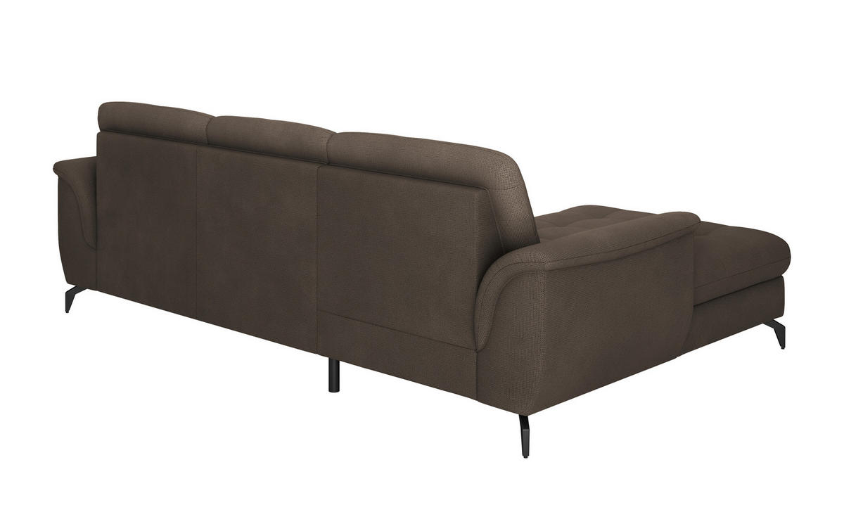 ECKSOFA ZORA E Dunkelbraun Flachgewebe  - Dunkelbraun/Schwarz, MODERN, Textil/Metall (164/262cm) - Sit & More