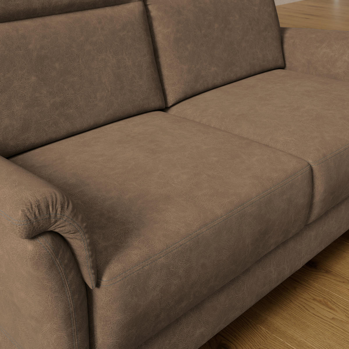 2,5-SITZER Mikrofaser Braun  - Schwarz/Braun, Konventionell, Kunststoff/Textil (170/99/91cm) - Elegando