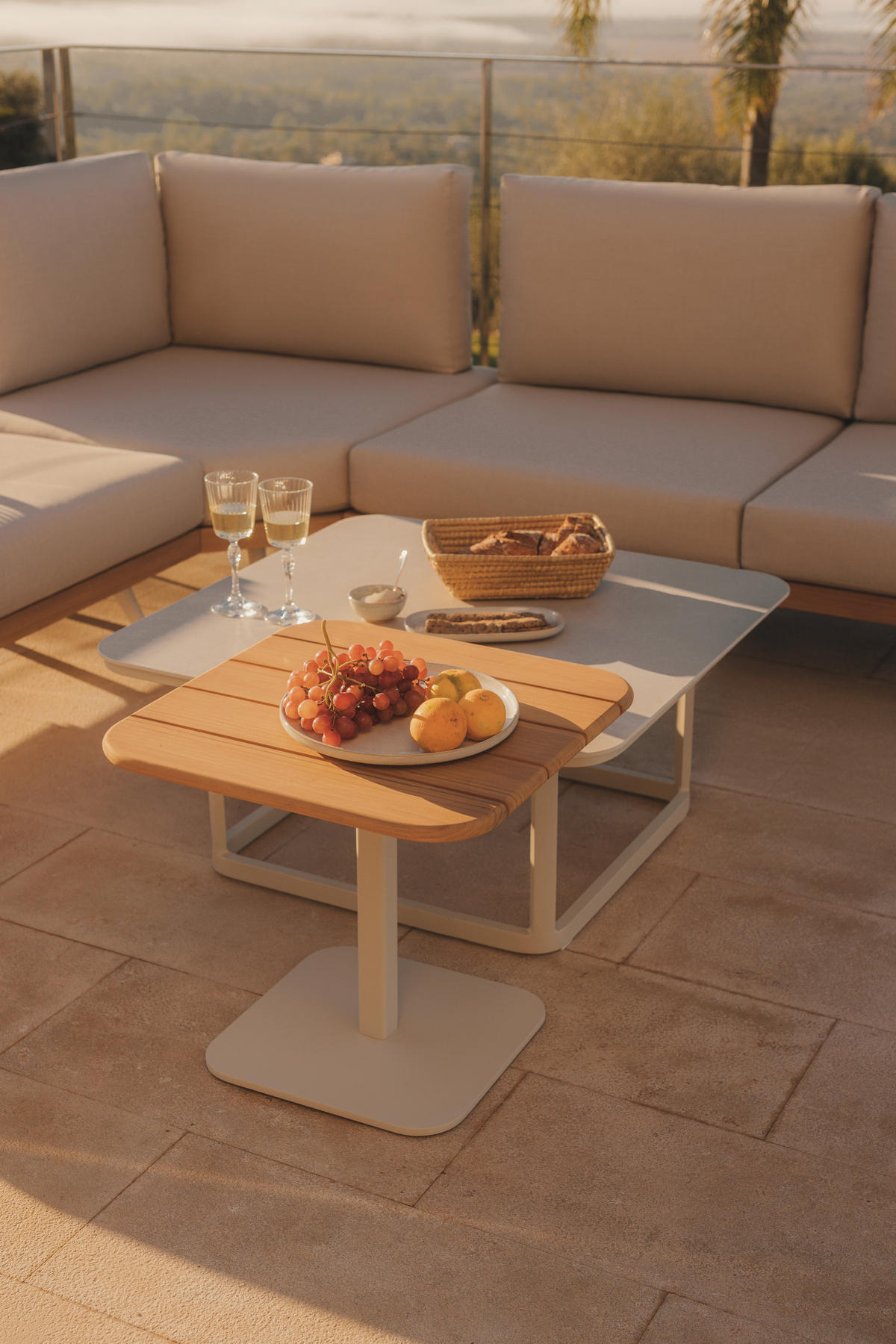 LOUNGETISCH 80/80/37,5 cm Metall, Glas  - Grauweiß, Basics, Glas/Metall (80/80/37,5cm) - Niehoff Garden