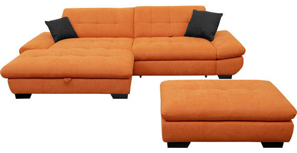 ECKSOFA in Mikrofaser Orange  - Schwarz/Orange, Design, Textil/Metall (198/290cm) - Xora