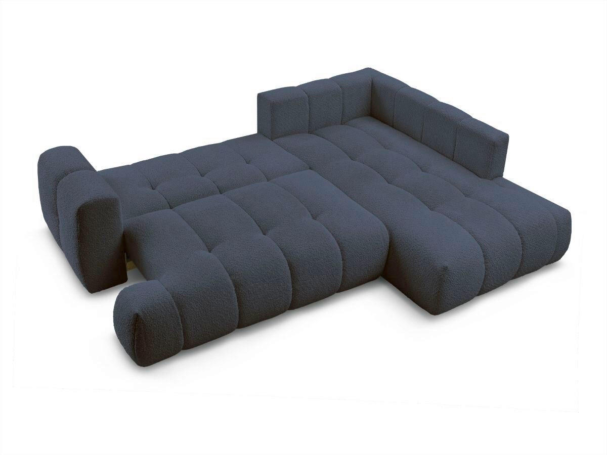 ECKSCHLAFSOFA FUJI Bouclé Dunkelblau  inkl.  - Schwarz/Dunkelblau, MODERN, Kunststoff/Textil (282/204cm)