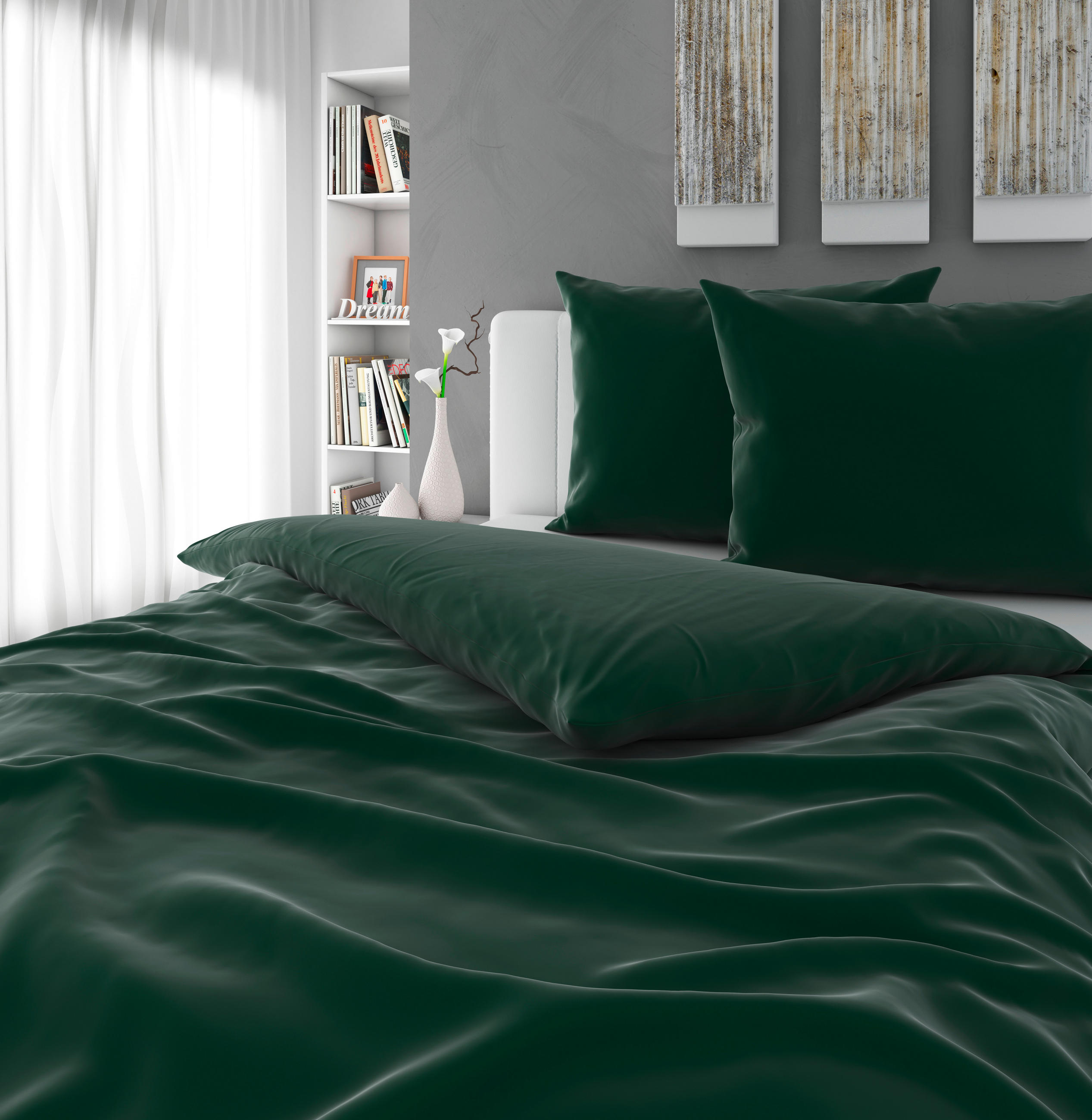 LENJERIE DE PAT 220/200 cm  - verde închis, Basics, textil (220/200cm) - Novel