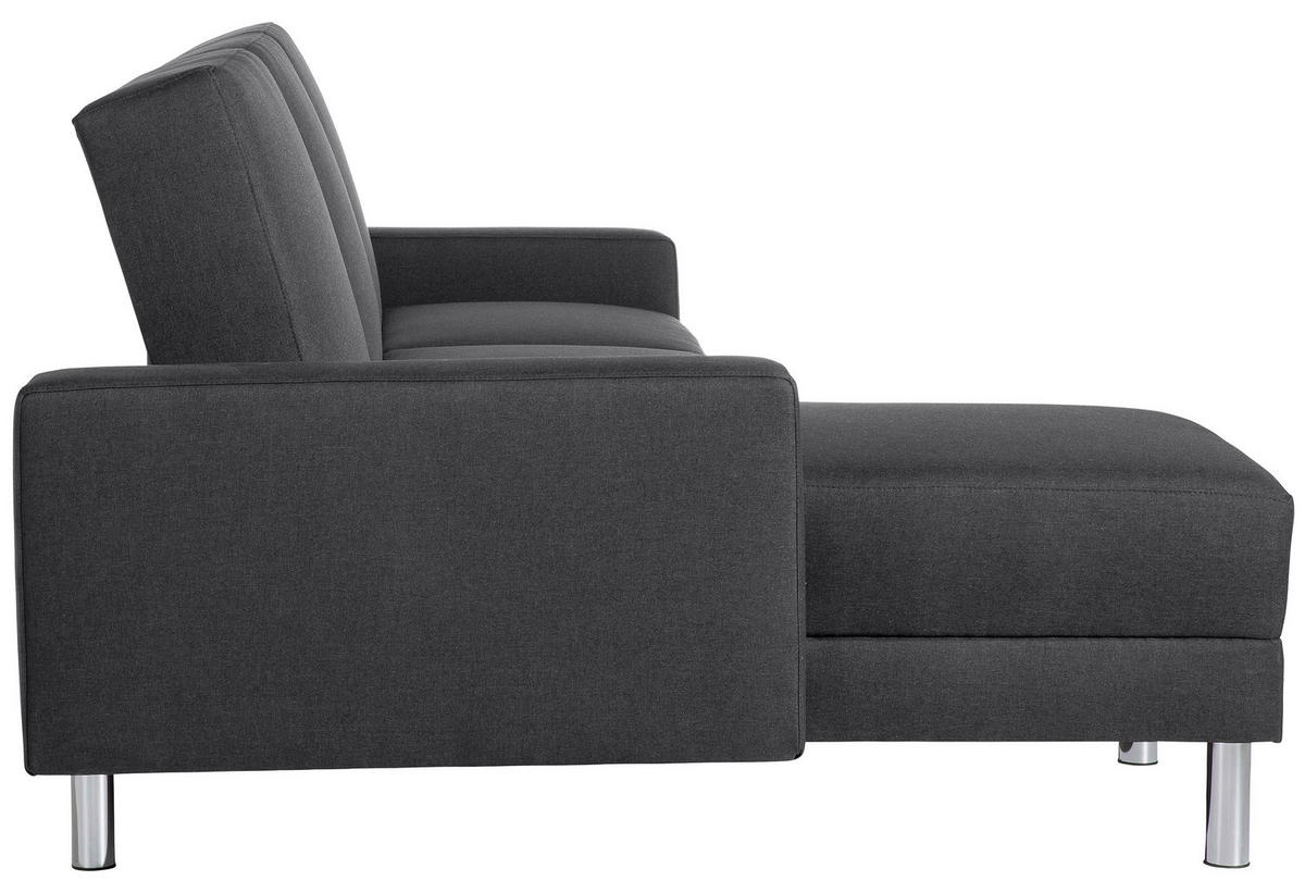 ECKSCHLAFSOFA inkl. Hocker in Graphitfarben Textil   - Chromfarben/Graphitfarben, Konventionell, Textil/Metall (152/230cm) - Max Winzer