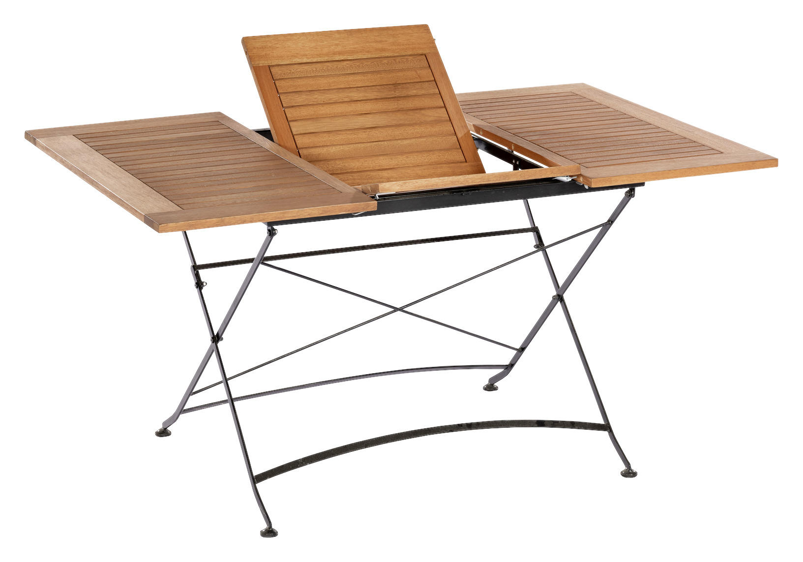 GARTENTISCH 100-150/90/74 cm Holz, Metall rechteckig  - Schwarz/Naturfarben, ROMANTIK / LANDHAUS, Holz/Metall (100-150/90/74cm) - Gardenson