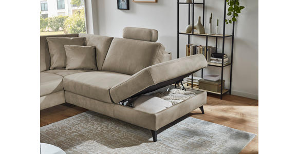 ECKSOFA Dieter Knoll Beigebraun Mikrofaser  - Beigebraun/Schwarz, Design, Textil/Metall (269/238cm) - Dieter Knoll