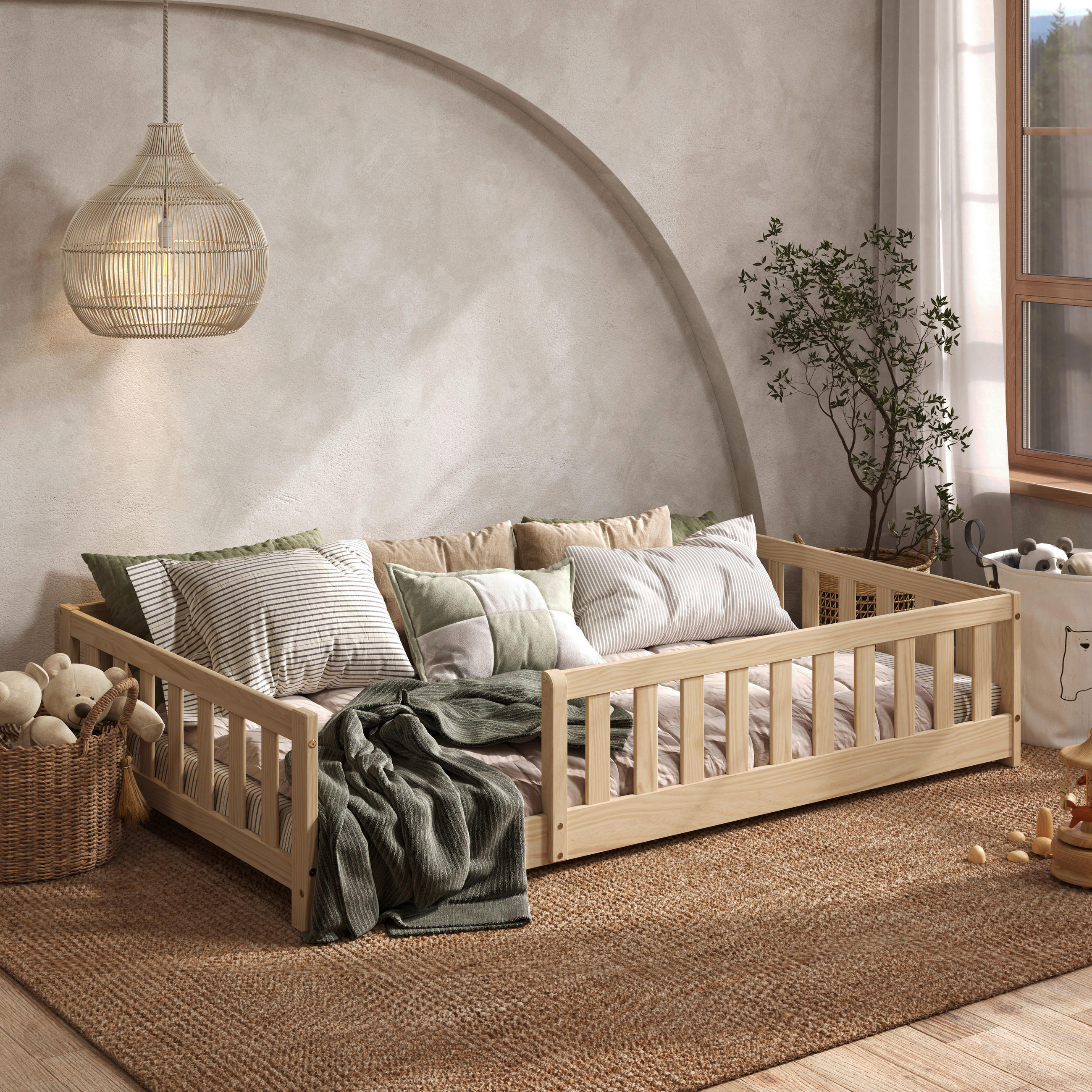 BODENBETT. 120/200 cm Naturfarben  - Naturfarben, Modern, Holz/Holzwerkstoff (120/200cm) - P & B