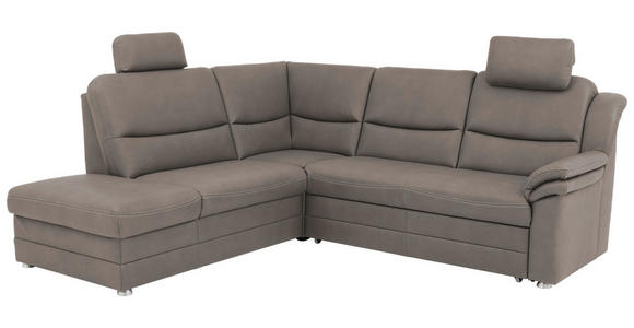 ECKSOFA Grau Mikrofaser - Beige/Alufarben, KONVENTIONELL, Textil/Metall (219/239cm) - Carryhome