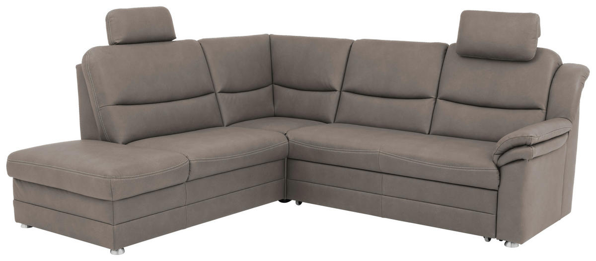 ECKSOFA in Mikrofaser Grau  - Beige/Alufarben, Konventionell, Textil/Metall (219/239cm) - Carryhome