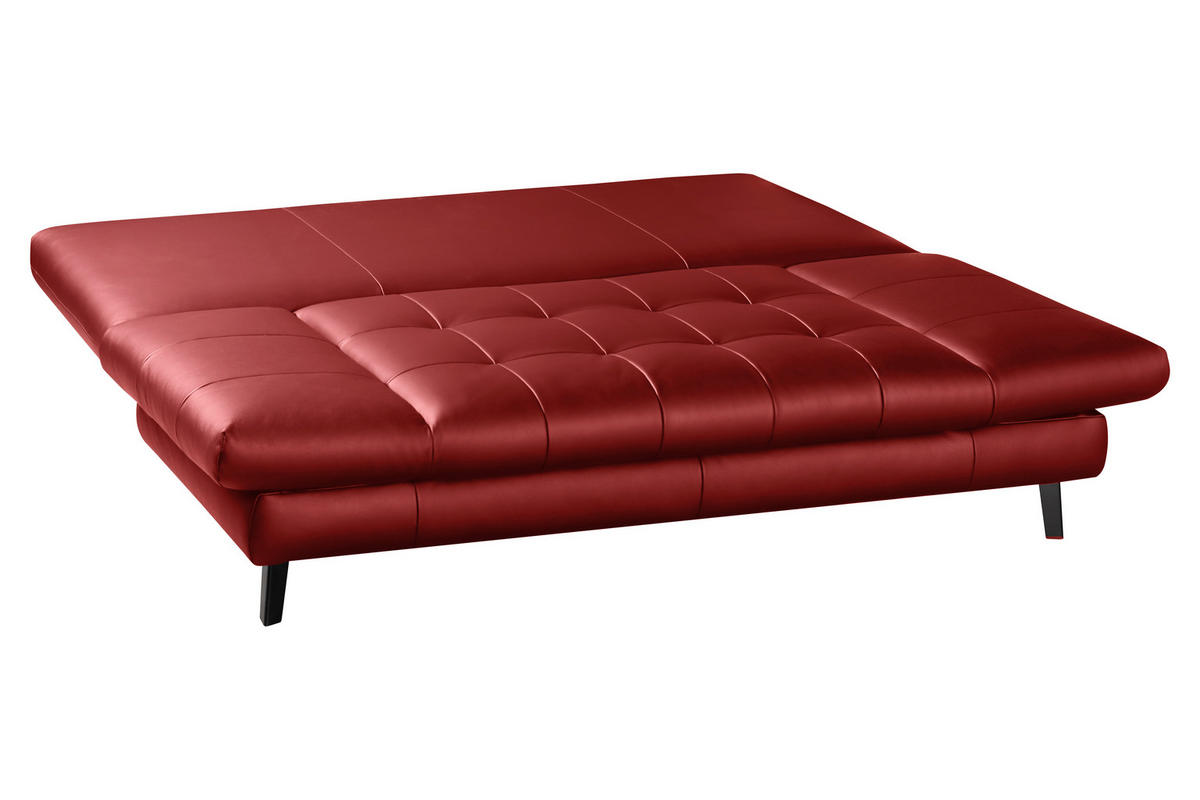 SCHLAFSOFA in Echtleder Rot  - Rot/Schwarz, Design, Leder/Metall (209/94/94cm) - Novel