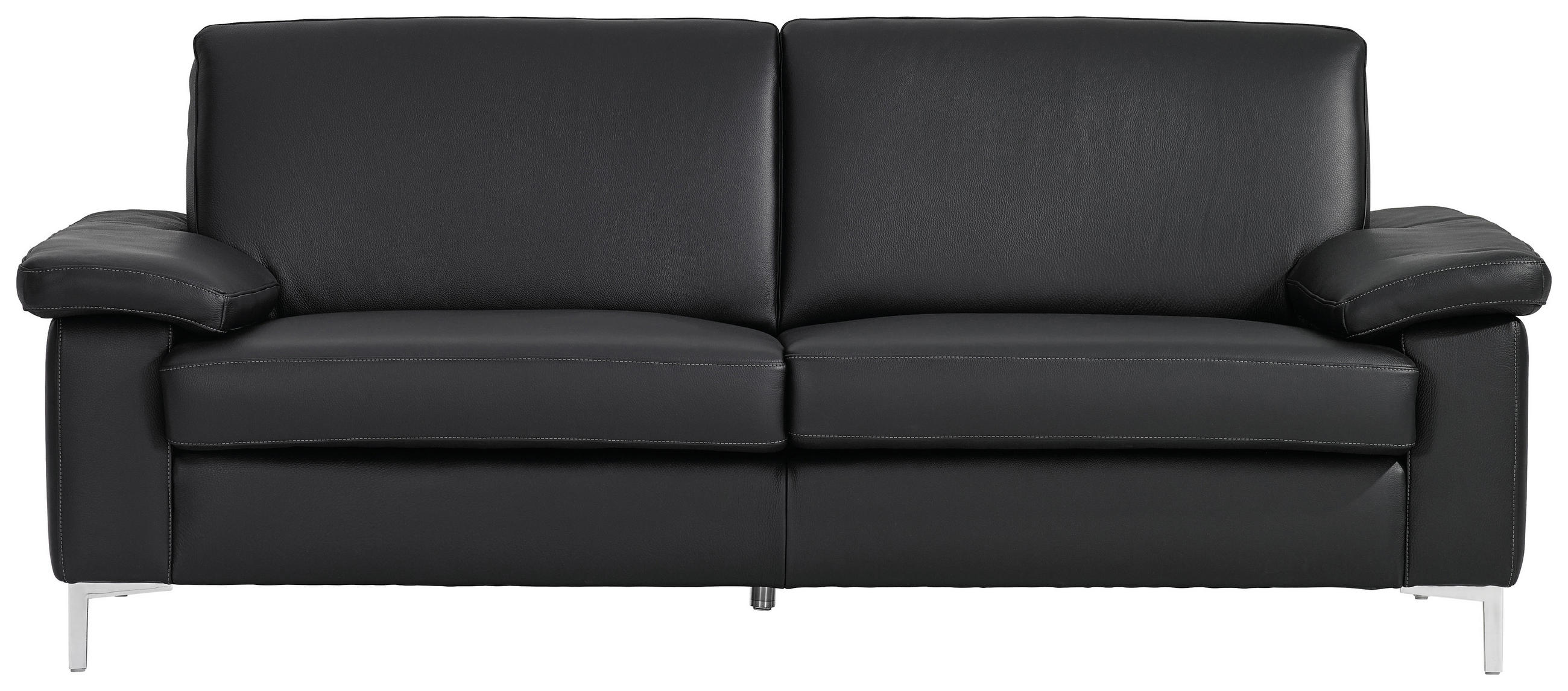 SITZGARNITUR Schwarz Echtleder - Silberfarben/Schwarz, KONVENTIONELL, Leder/Metall (180/200/82/94cm) - Musterring