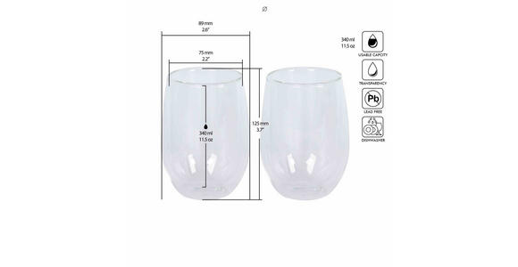 KAFFEEGLAS - Klar, KONVENTIONELL, Glas (7,5/12,5cm) - Novel