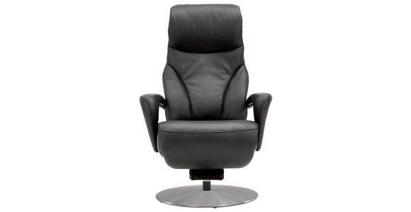 RELAXSESSEL in Leder Schwarz  - Edelstahlfarben/Schwarz, Design, Leder/Metall (75/117/88cm) - Dieter Knoll