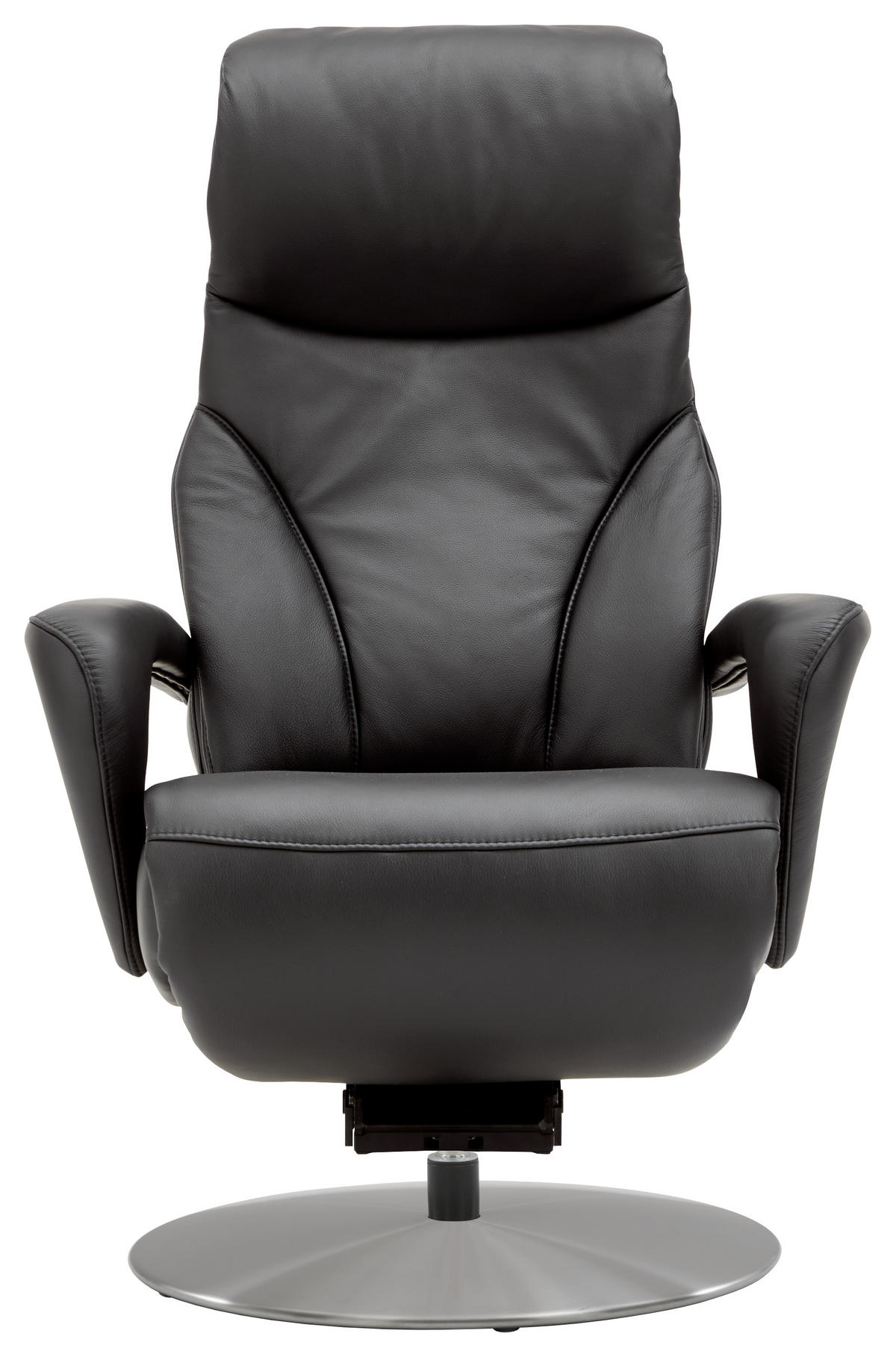 RELAXSESSEL in Leder Schwarz  - Edelstahlfarben/Schwarz, Design, Leder/Metall (75/117/88cm) - Dieter Knoll