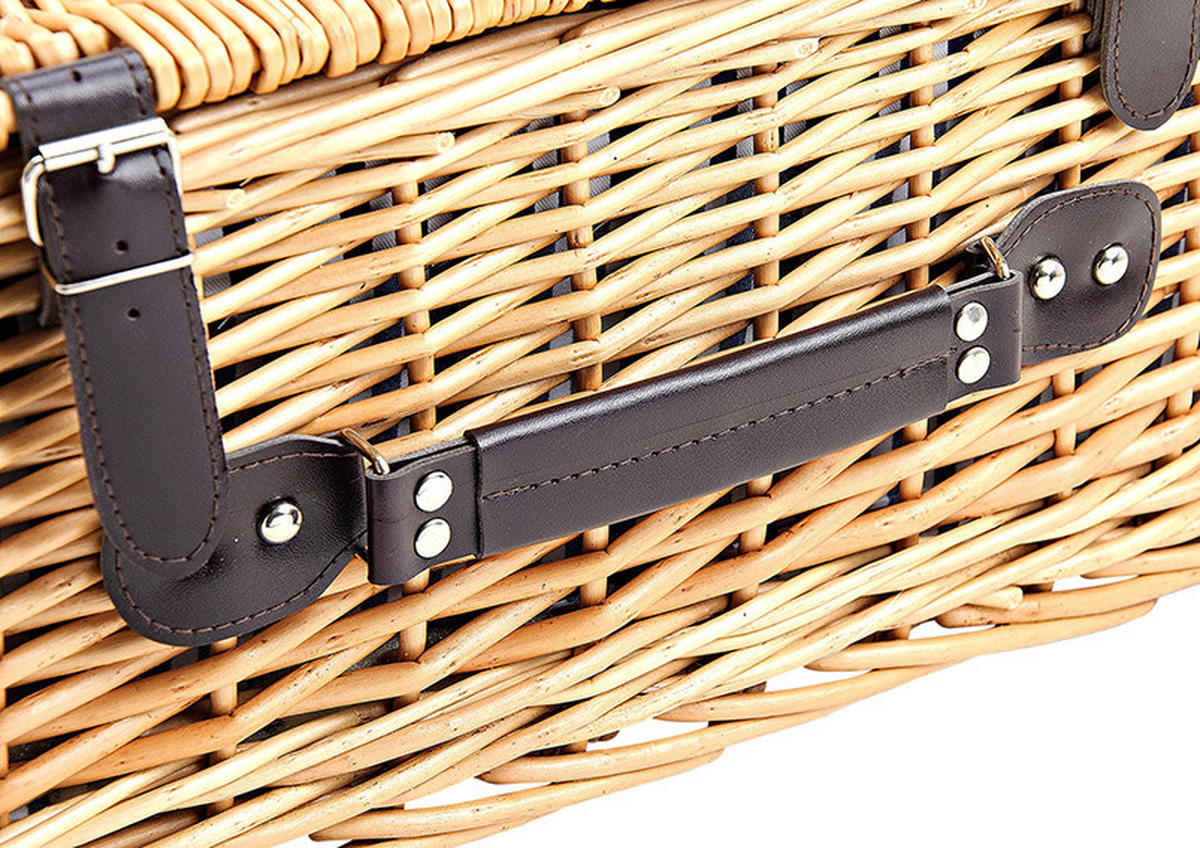 PICKNICKKORB FÜR 4 PERSONEN - Hellbraun, Basics, Holz/Textil (54/37/21cm)