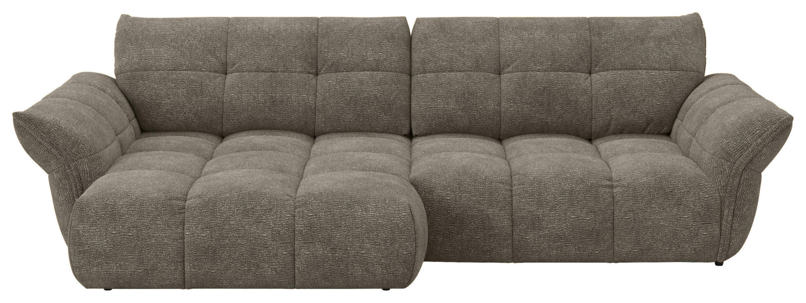 ECKSOFA Graubraun Chenille Rücken echt  - Graubraun/Schwarz, Design, Kunststoff/Textil (177/312cm) - Welnova