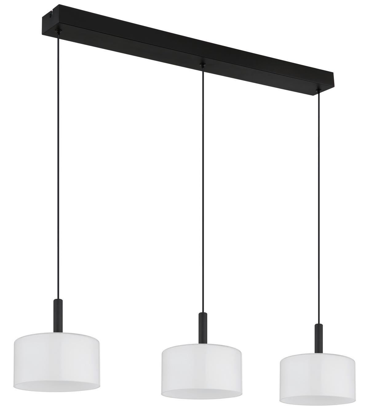 LED-HÄNGELEUCHTE 90/20/150 cm  - Schwarz/Weiß, Design, Glas/Kunststoff (90/20/150cm) - Globo