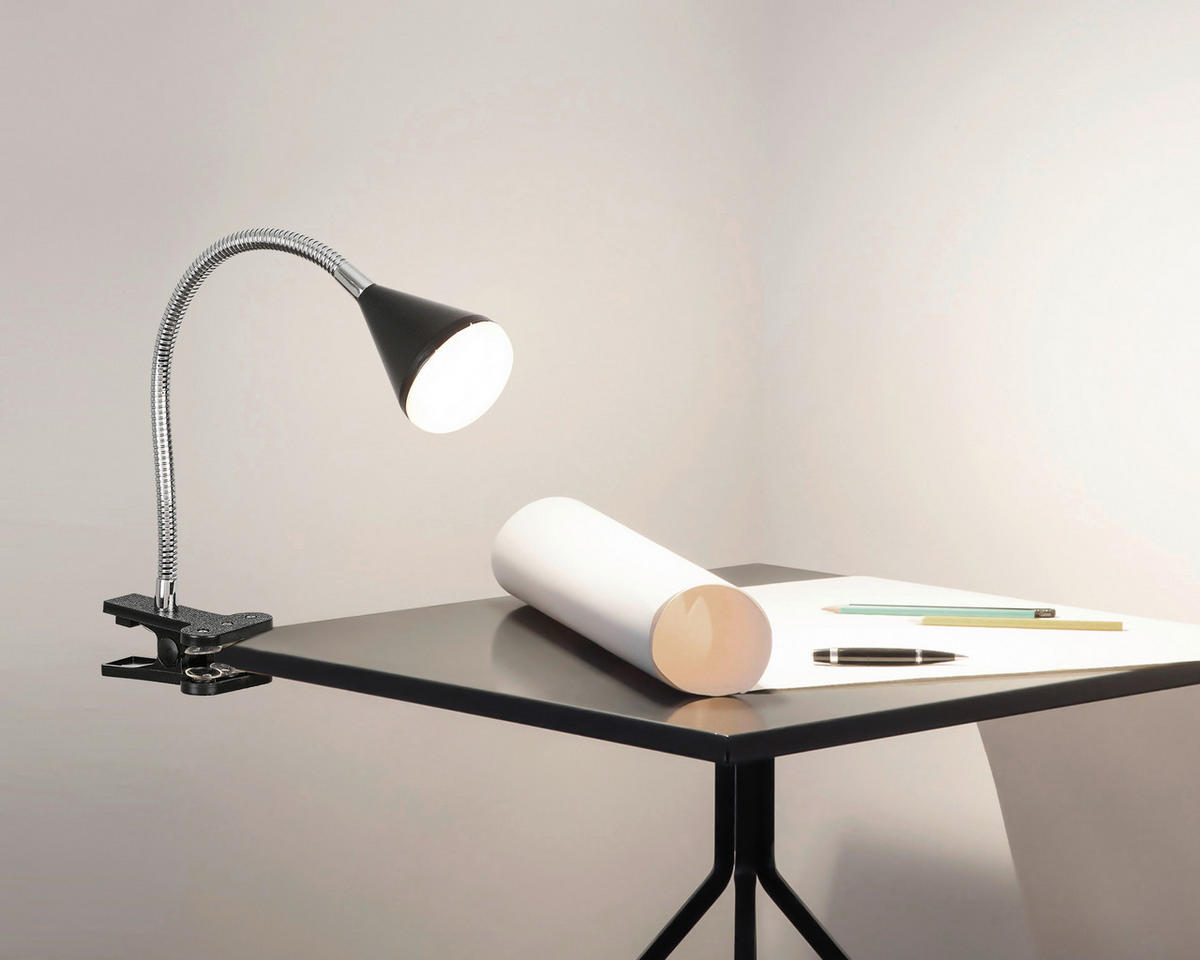 LED-KLEMMLEUCHTE 42/6/10 cm   - Chromfarben/Transparent, Basics, Kunststoff/Metall (42/6/10cm) - Boxxx