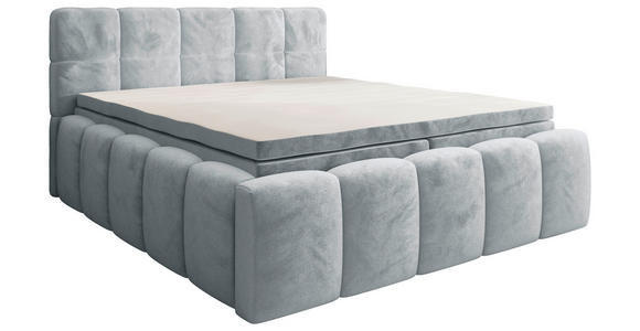 BOXBETT 200/200 cm,  in Hellgrau, gepolstertes Kopfteil, Bettkasten, Topper, Matratzen, H3 + H3 = fest  - Hellgrau/Schwarz, MODERN, Kunststoff/Textil (200/200cm) - Xora
