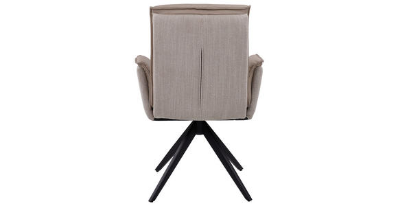 ARMLEHNSTUHL  in Eisen Webstoff Echtleder pigmentiert  - Taupe/Schwarz, Design, Leder/Textil (60,5/87/66cm) - Novel