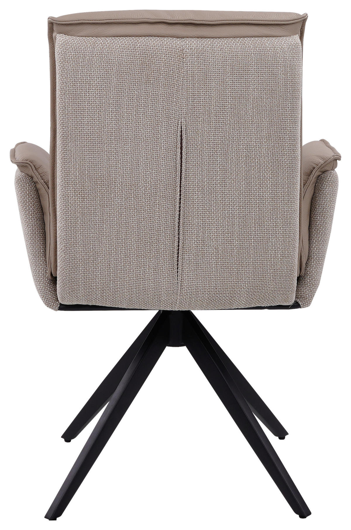 ARMLEHNSTUHL  in Eisen Webstoff Echtleder pigmentiert  - Taupe/Schwarz, Design, Leder/Textil (63/89/65cm) - Novel