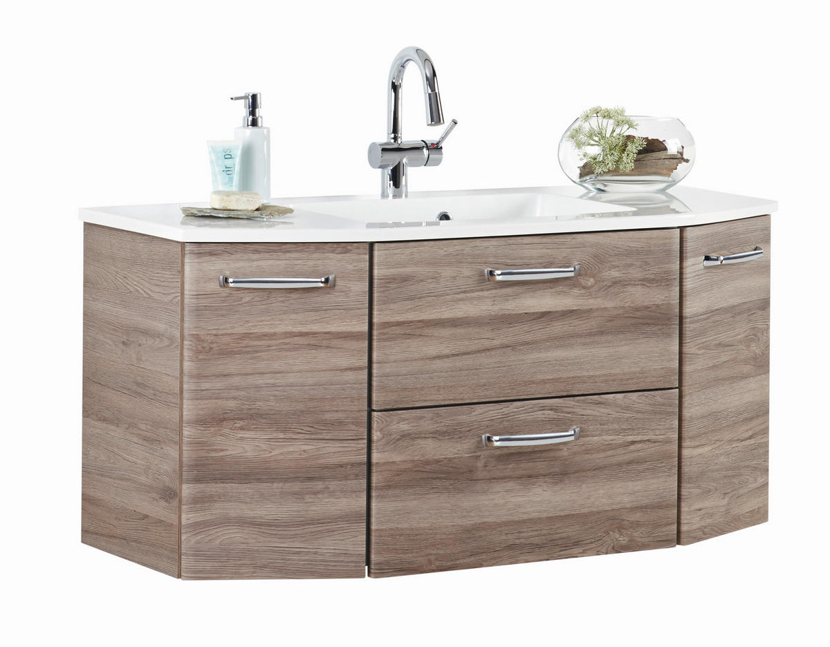 OMARICA ZA POD UMIVALNIK 111/51,5/48 cm  - barve kroma/barve hrasta, Moderno, kovina/leseni material (111/51,5/48cm) - Xora