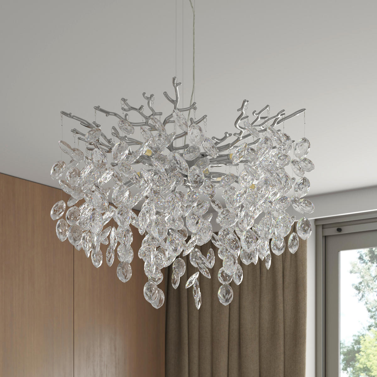 ZÁVĚSNÉ SVÍTIDLO, 60/150 cm  - čiré, Design, kov/sklo (60/150cm) - Glandor