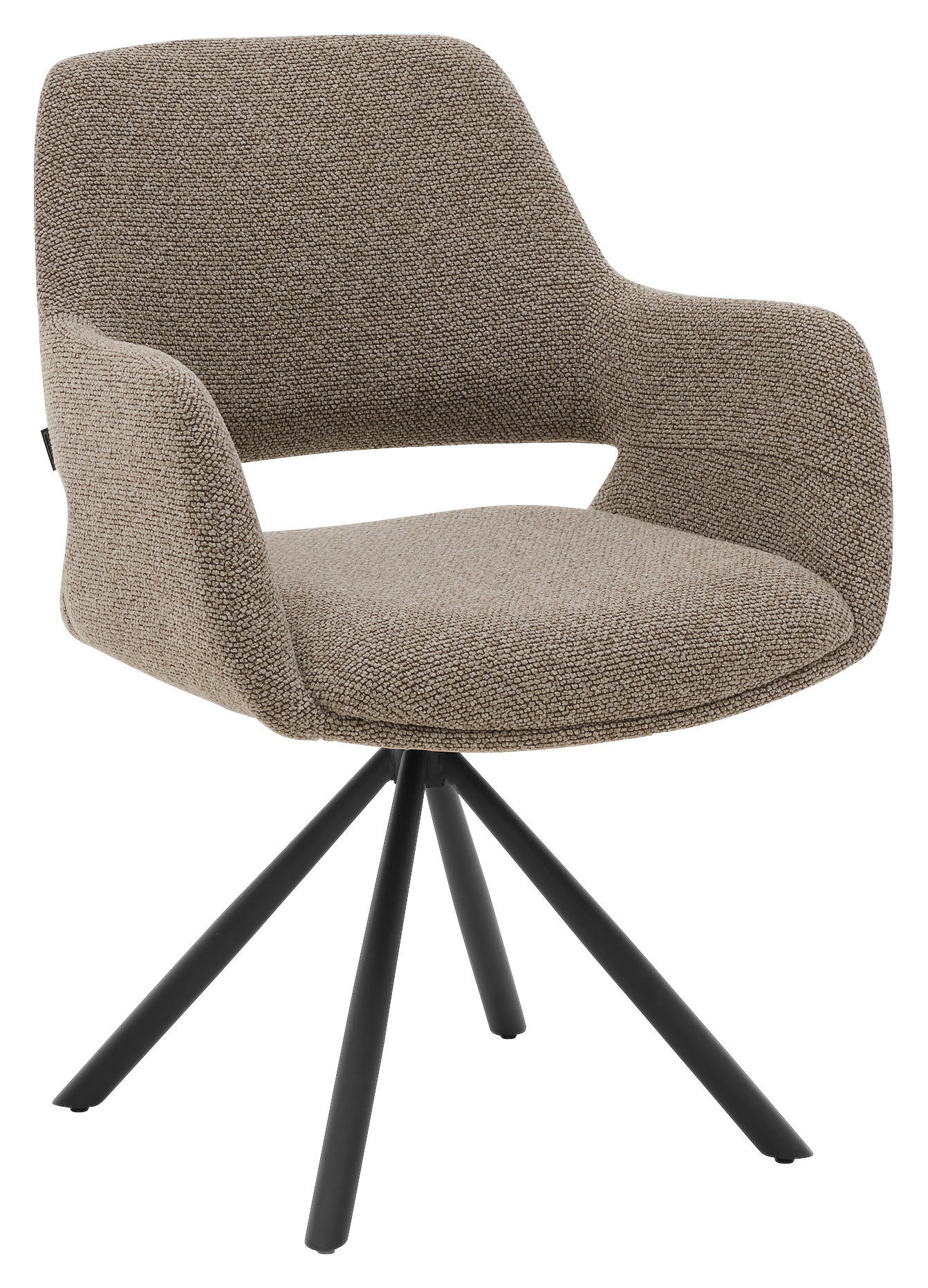 ARMLEHNSTUHL  Stoffauswahl, Sitzfläche 180° drehbar, automatische Rückholfunktion Mikrofaser  - Taupe/Schwarz, Design, Textil/Metall (62/83/62cm) - Musterring