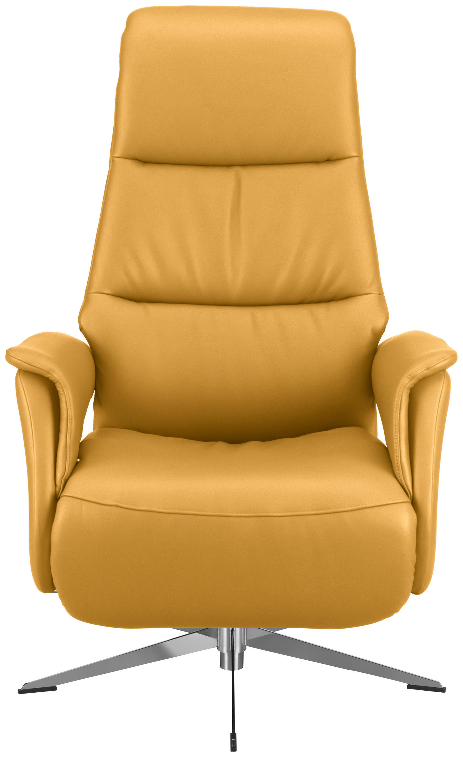 RELAXSESSEL Echtleder Relaxfunktion, Rücken echt    - Chromfarben/Gelb, Design, Leder/Metall (74/108/86cm) - Welnova