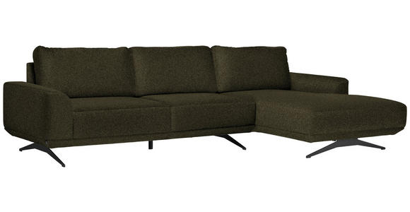 ECKSOFA in Webstoff Grün  - Schwarz/Grün, Design, Textil/Metall (320/172cm) - Valnatura