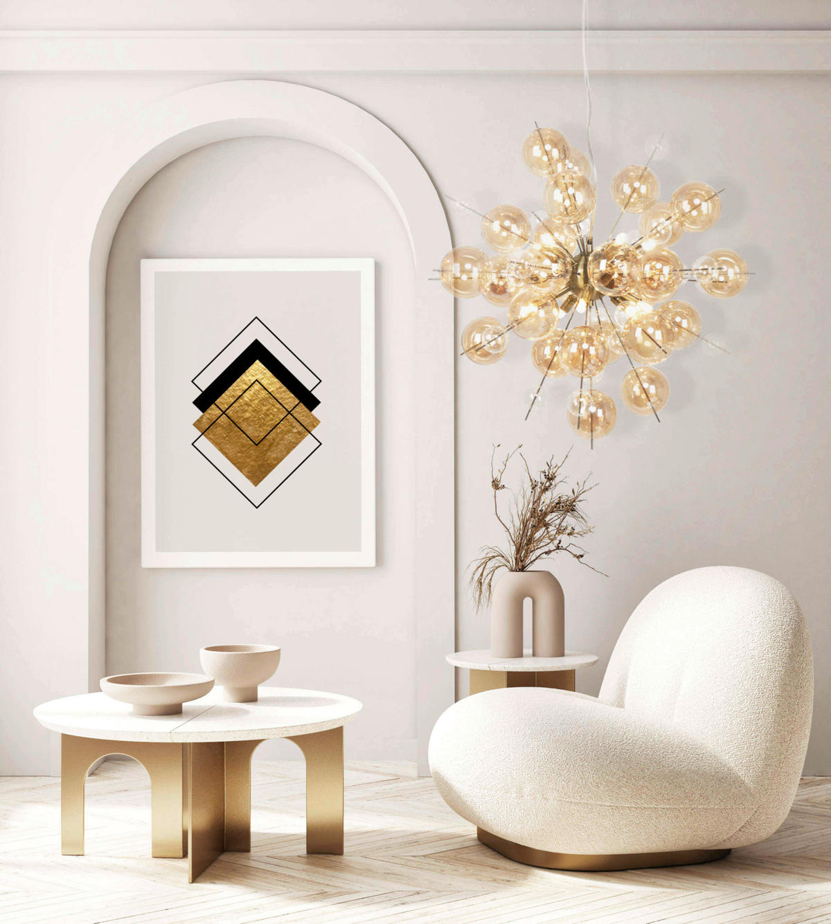 PENDELLEUCHTE Explosion 65/193 cm  - Karamell, Design, Metall (65/193cm) - Näve