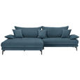 ECKSOFA in Mikrofaser Blau  - Blau/Schwarz, MODERN, Textil/Metall (173/297cm) - Carryhome