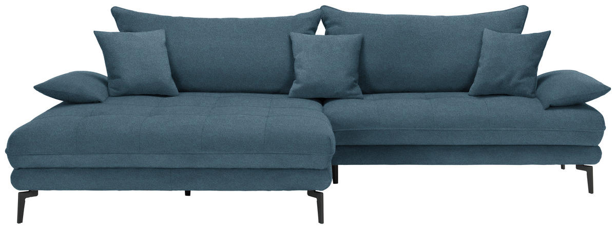 ECKSOFA in Mikrofaser Blau  176/292 cm  - Blau/Schwarz, MODERN, Textil/Metall (176/292cm) - Carryhome