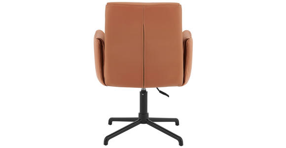 ARMLEHNSTUHL in Aluminium Echtleder pigmentiert - Cognac/Schwarz, MODERN, Leder/Metall (61/86-93/66cm) - Novel