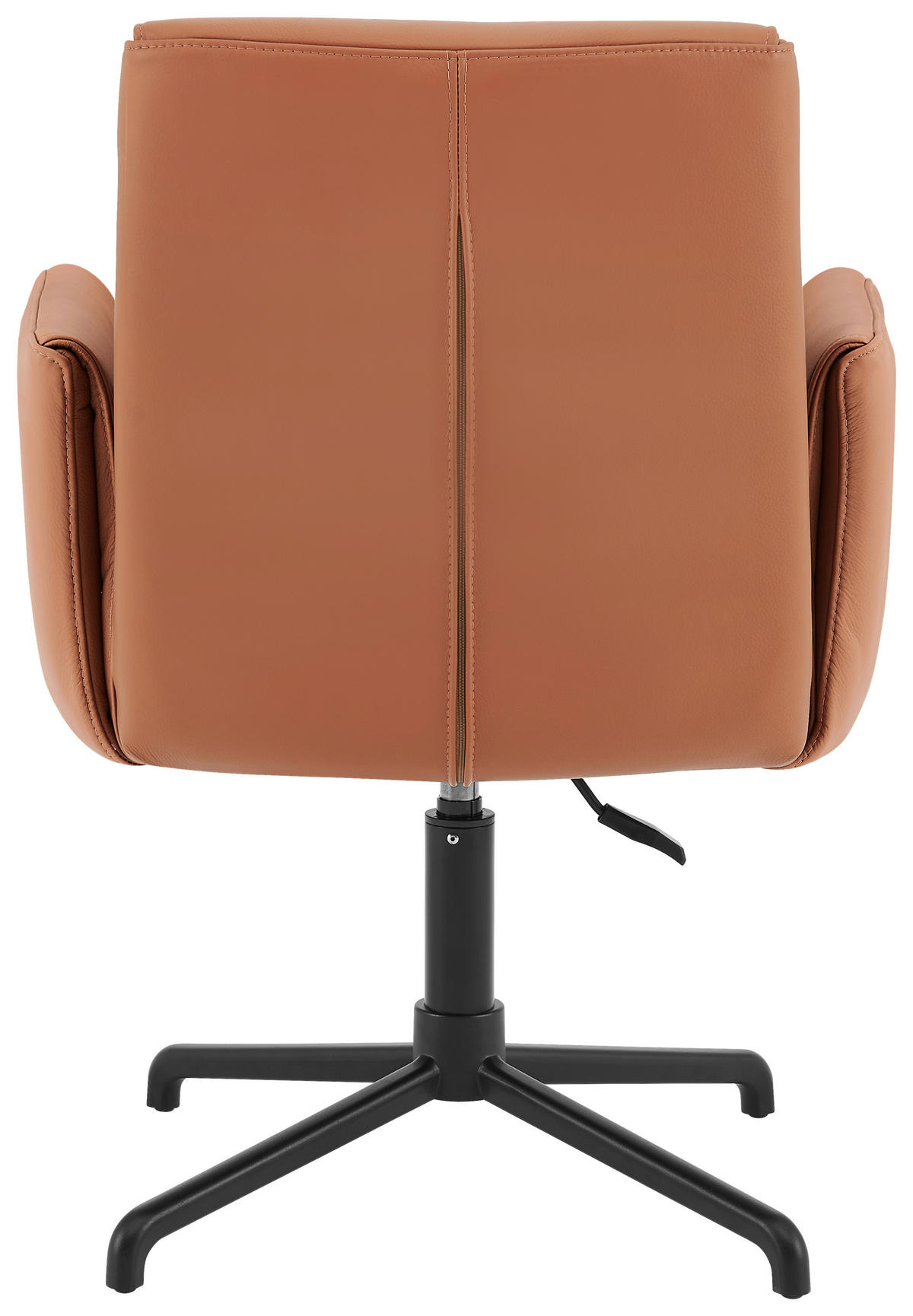 ARMLEHNSTUHL  in Aluminium Echtleder pigmentiert  - Cognac/Schwarz, MODERN, Leder/Metall (61/86-93/66cm) - Novel