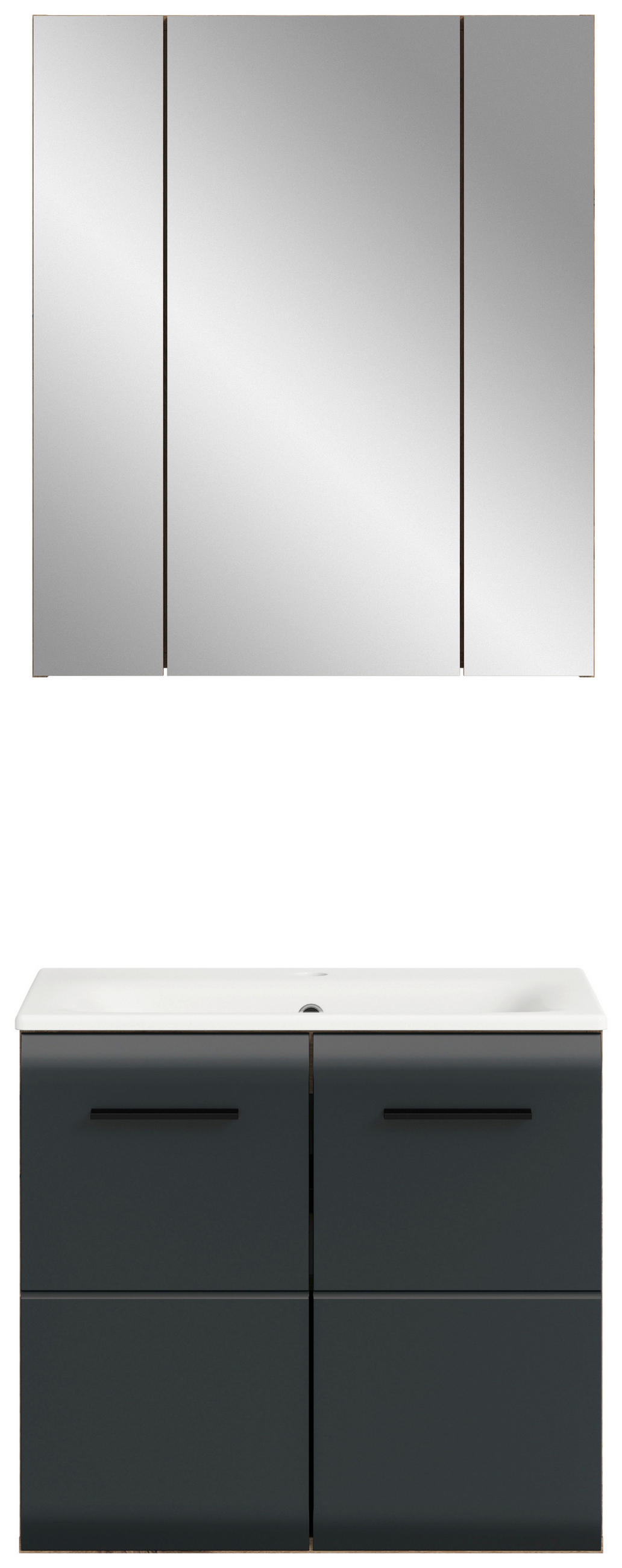 BADEZIMMER 2-teilig  in 60 cm  - Eiche dunkel/Schwarz, Basics, Keramik/Holzwerkstoff (60cm) - MID.YOU