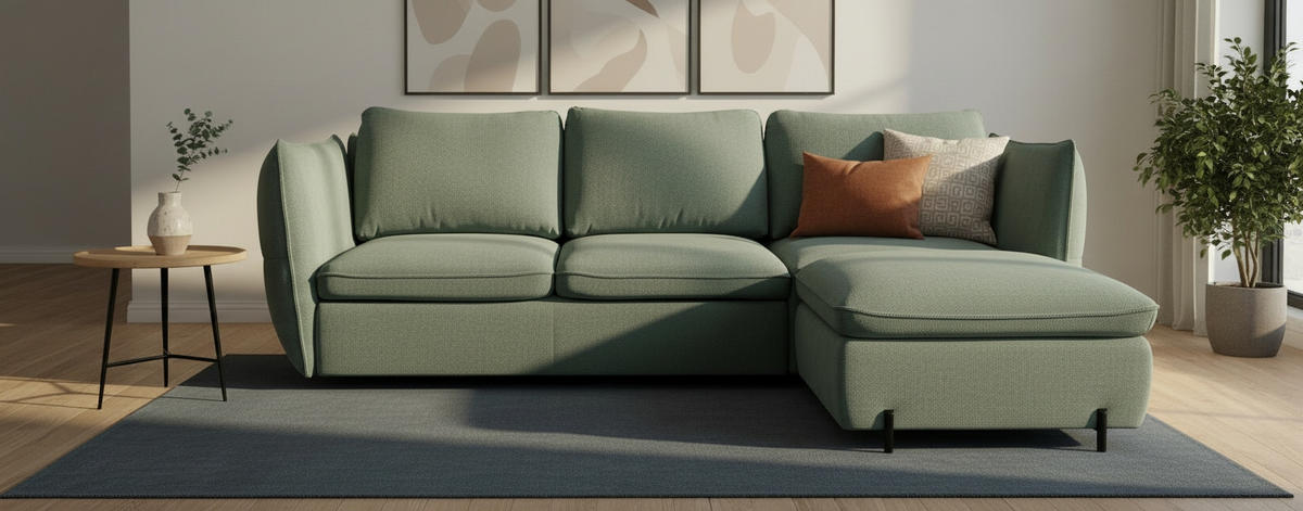 HÖRNSOFFA i grön  - grön/svart, Modern, metall/textil (262/178cm) - MID.YOU