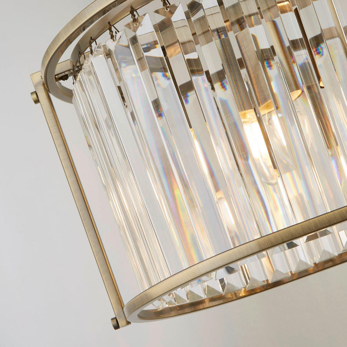 KRISTALL-HÄNGELEUCHTE 50/30/78 cm   - Messingfarben, MODERN, Glas/Metall (50/30/78cm) - Searchlight
