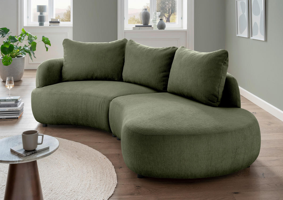 ECKSOFA in Mikrofaser Grün  - Schwarz/Grün, Modern, Kunststoff/Textil (139/250cm) - Livetastic