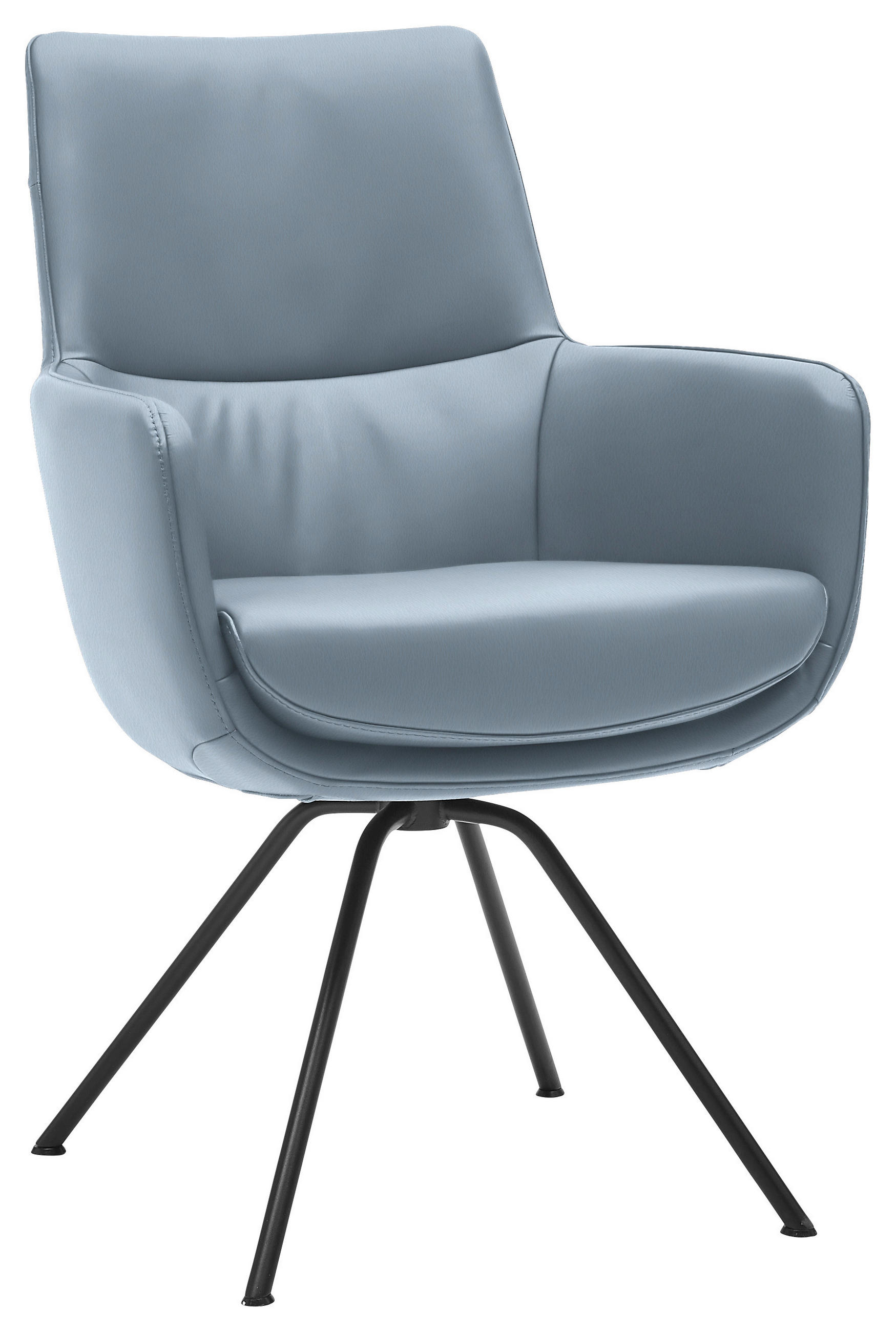ARMLEHNSTUHL  in Stahl Echtleder  - Schwarz/Grau, Design, Leder/Metall (60/90/61cm) - Dieter Knoll