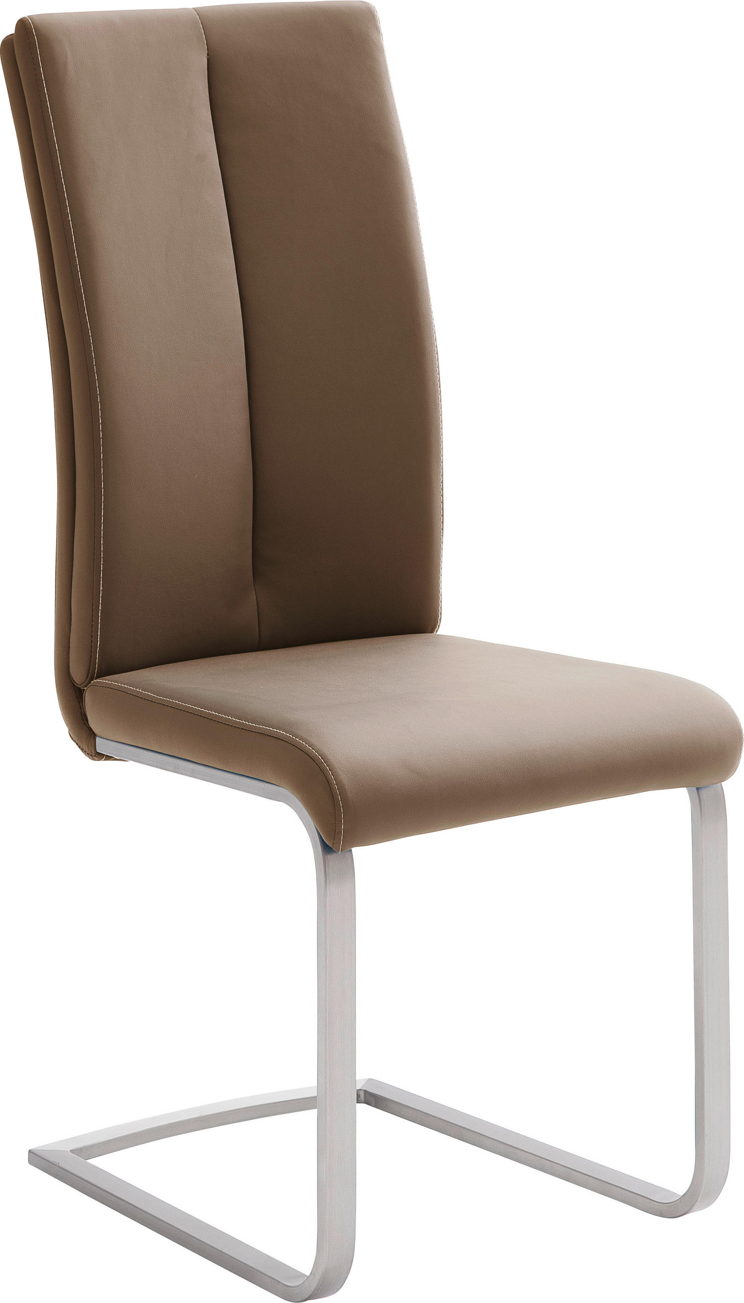 SCHWINGSTUHL  in Edelstahl Lederlook  - Edelstahlfarben/Creme, Design, Textil/Metall (42/104/61cm) - Novel