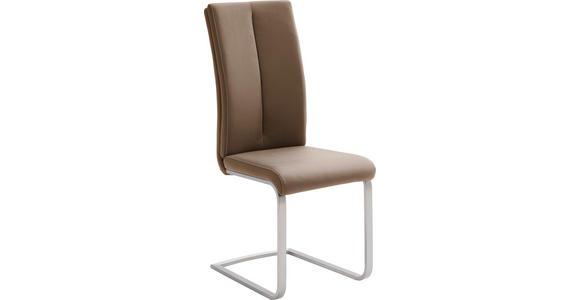 SCHWINGSTUHL in Edelstahl Lederlook - Edelstahlfarben/Creme, Design, Textil/Metall (42/104/61cm) - Novel
