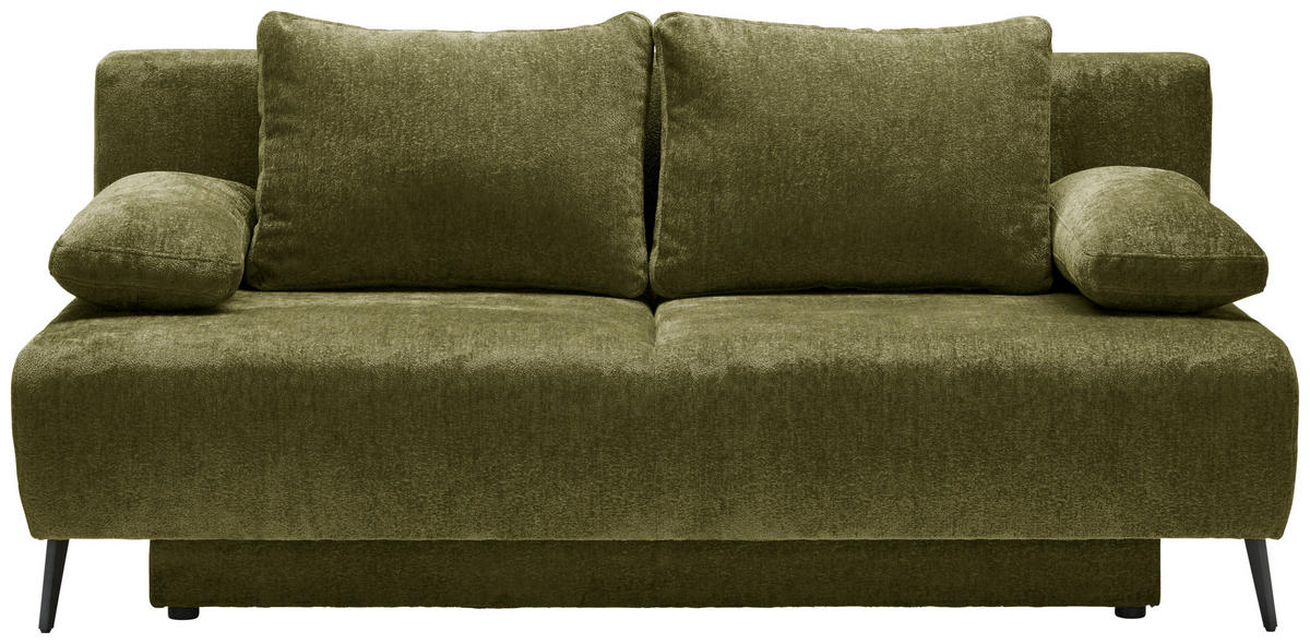 SCHLAFSOFA in Webstoff Grün  - Schwarz/Grün, Modern, Textil/Metall (200/90/100cm) - Ti'me