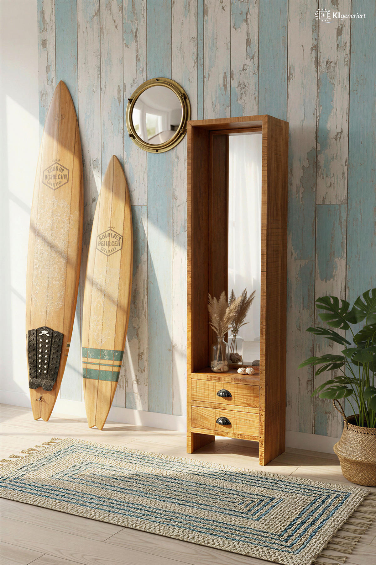 SPIEGELSCHRANK 52/192/27 cm  - Schwarz/Naturfarben, KONVENTIONELL, Holz/Metall (52/192/27cm) - MID.YOU