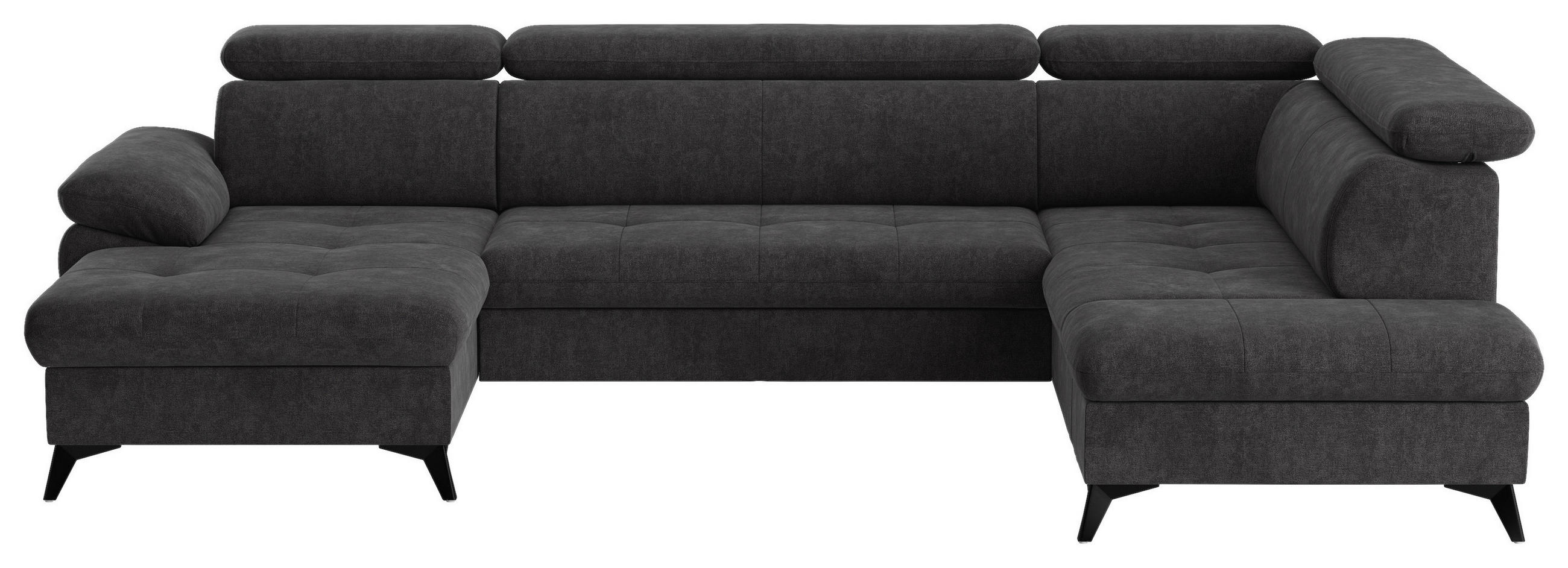 WOHNLANDSCHAFT Schlammfarben  - Schlammfarben/Schwarz, Textil/Metall (166/324/207cm) - MID.YOU