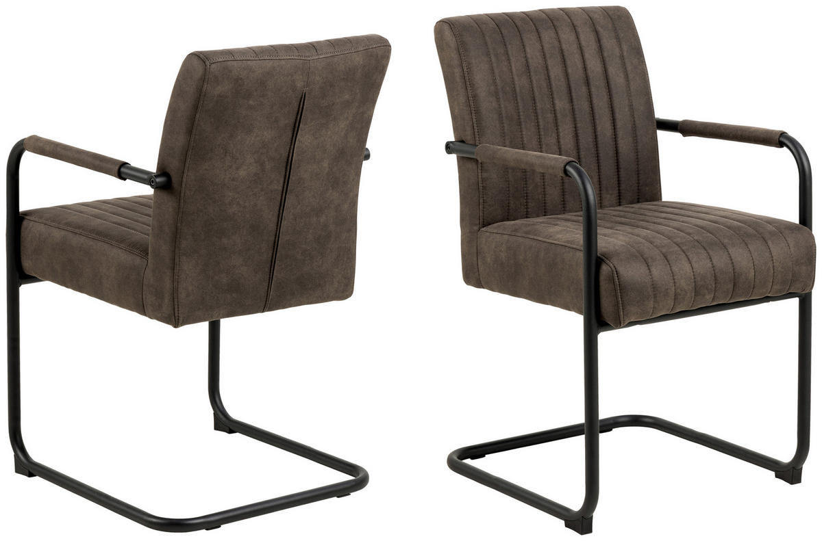 STOLICA S NASLONOM ZA RUKE  antracit, smeđa  tekstil      - svijetlo smeđa/crna, Design, tekstil/metal (50,5/84,5/64,5cm) - MID.YOU