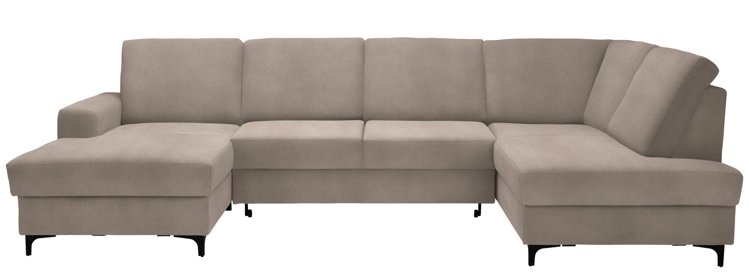 WOHNLANDSCHAFT Beige Flachgewebe  - Beige/Schwarz, KONVENTIONELL, Textil/Metall (167/317/185cm) - Stylife