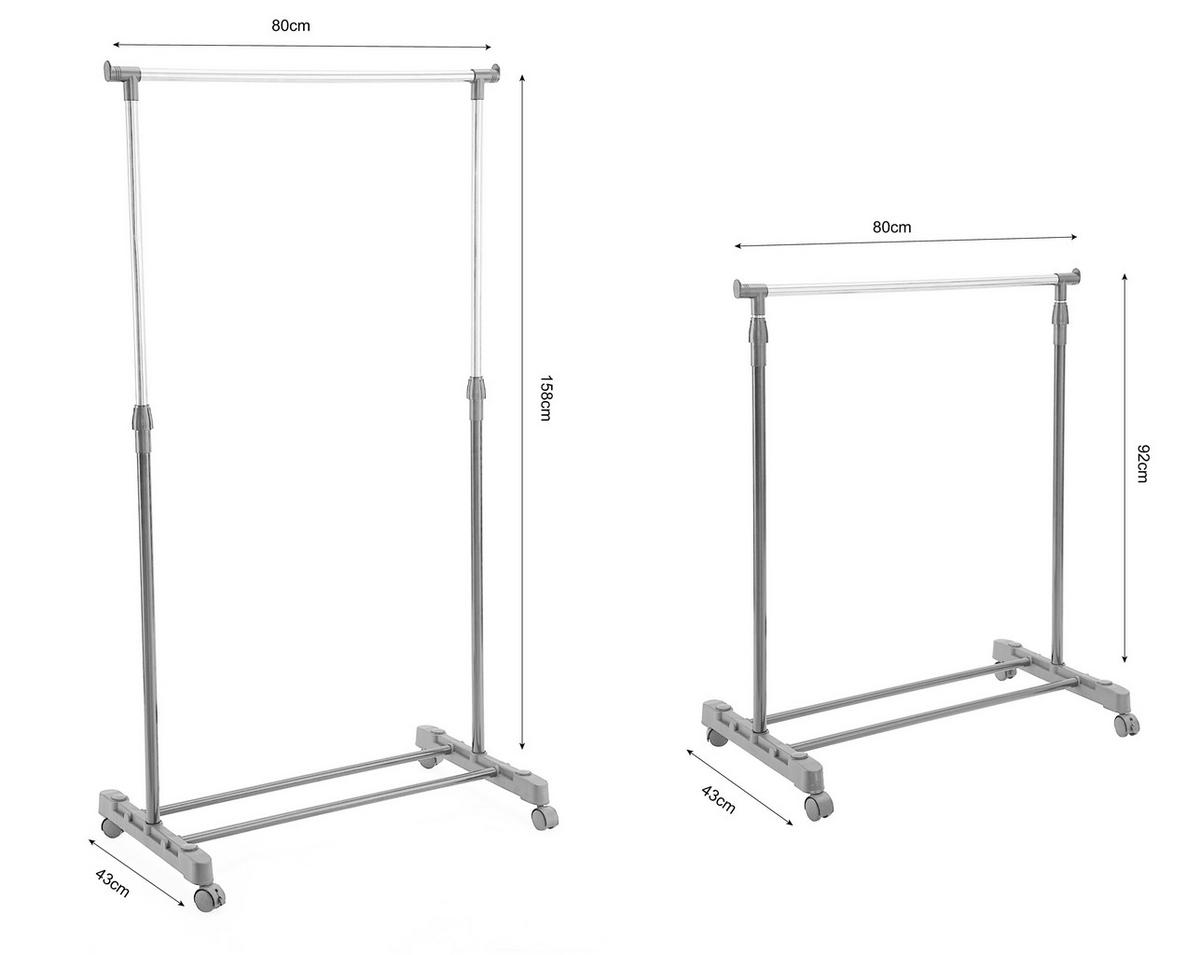STALAK ZA ODEĆU  crna, srebrna  metal  - srebrna/crna, Osnovno, metal/plastika (80/90-160/43cm) - Boxxx